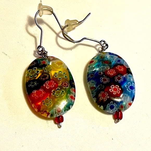 Hand Crafted Jewelry - Colorful Millefiori Glass Earrings